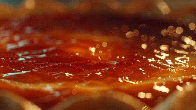 Close Up Golden Glaze on Pineapple Tart Bokeh Background Dessert