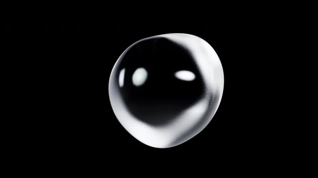 Futuristic 3D rendering of liquid chrome metal sphere mutating loop