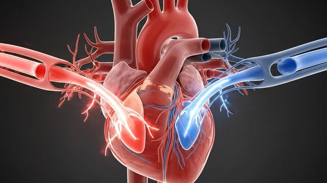 Heart blood flow circulation detailed anatomical visualization
