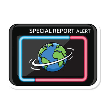 A graphic of Earth with a special report alert
