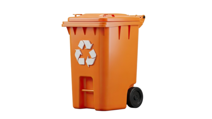 Orange Recycling Bin with White Recycle Symbol