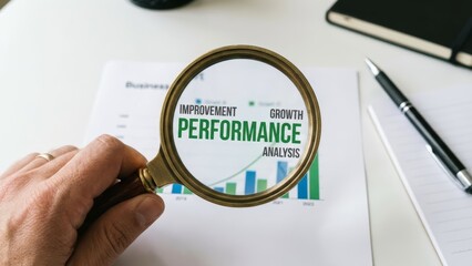 Analyzing performance growth in business metrics office setting infographic professional focused concept