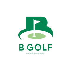 simple and modern B logo golf design template elements