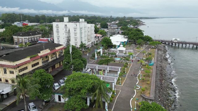 Seafront Promenade and Pier in La Ceiba, Honduras, Caribbean Coastal City, Tourism