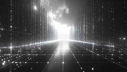 A bright blue abstract technology background features a digital space design with glowing stars and motion lines creating a 3d energy burst wallpaper