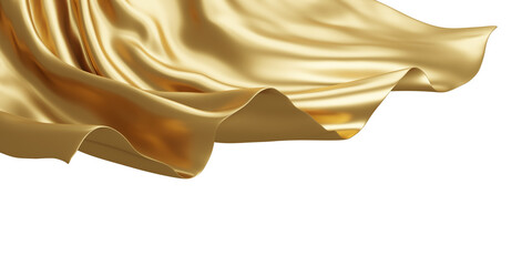 Luxury gold fabric on transparent background with copy space 3D render