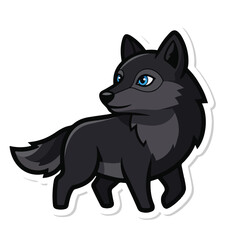 Obraz premium A cartoon black fox with blue eyes