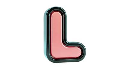 3D Red Letter L with Black Outline