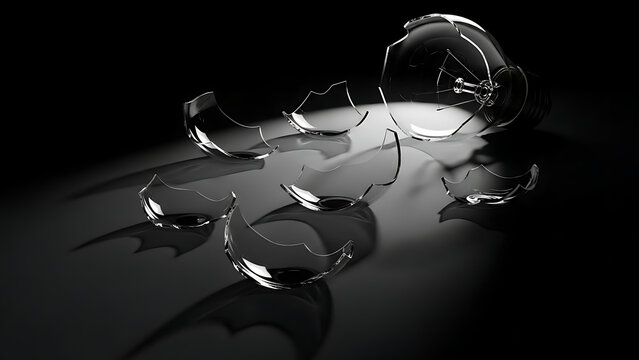 Broken Glass Shards on Dark Surface