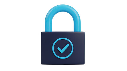 3D Lock Icon with Checkmark
