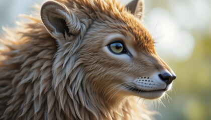Majestic lioness with golden eyes gazing outdoors