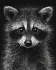 baby raccoon calm studio-style portrait, realistic fur