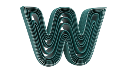 Abstract W Letter Made of Layered Waves