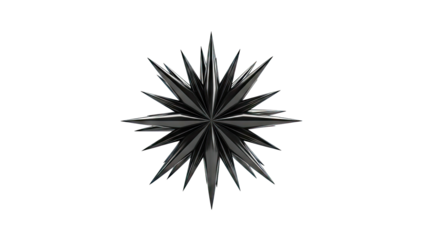 Black Spiky Starburst Sculpture on White Background