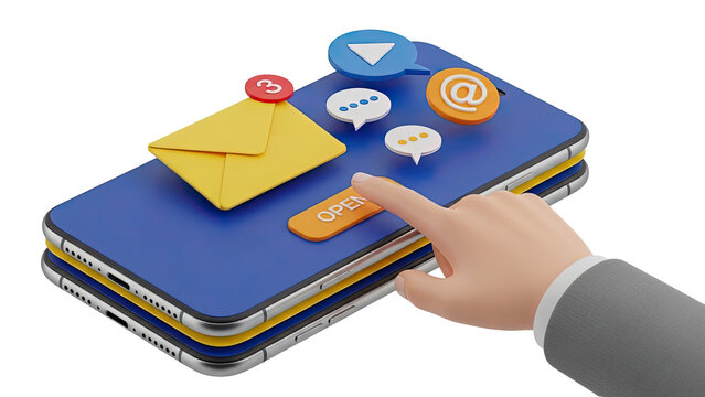 Smartphone with Email and Chat Notifications - Powered by Adobe