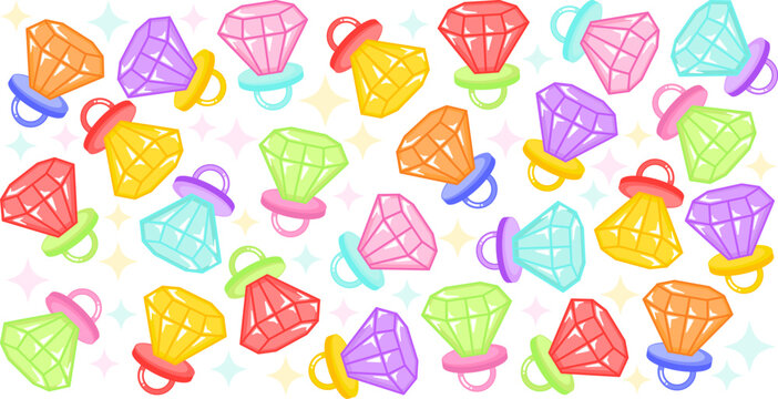 Bright color ring pop diamond candy seamless pattern