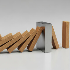 Domino Effect Stopping Block Concept Resilience Strength