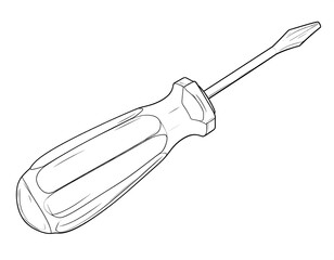 Obraz premium Illustration of a flathead screwdriver with a textured grip