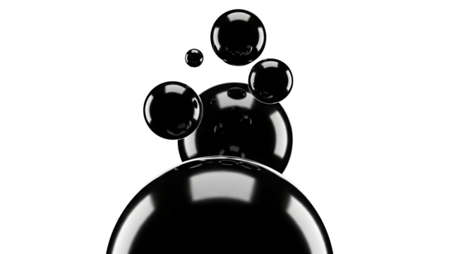 Abstract Black Spheres in Motion - Powered by Adobe