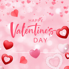 Valentines day background, romantic heart valentines. Happy valentines day card with animated heart shape. 