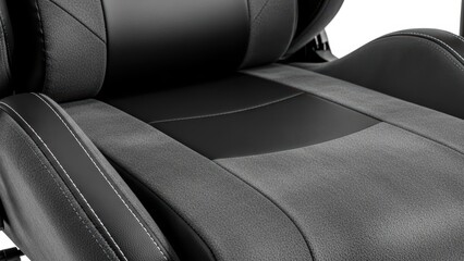 Ergonomic black and gray gaming chair with premium upholstery, high backrest, and lumbar support for maximum comfort