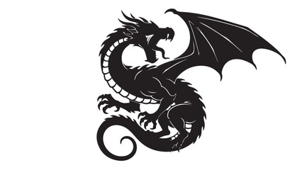 Mystic Dragon: A majestic dragon silhouette, poised with an open wing, embodies power and legend, evoking a sense of ancient fantasy.