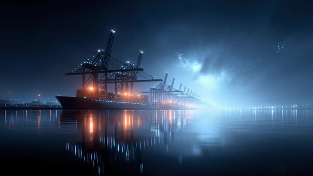 Efficient Container Loading and Unloading Operations at Port at Night
