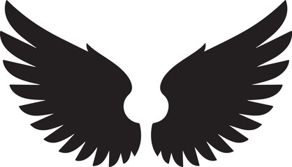 Obraz premium Angel Wings Silhouette, Spread Wings Vector, Spiritual and Freedom Symbol