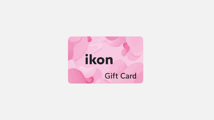 Pink Ikon Gift Card with Abstract Pattern Isolated on White.