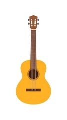 Obraz premium Illustration of acoustic guitar with orange body and brown neck on white background