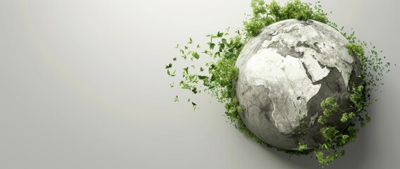Green planet with plants showcasing nature's beauty and vitality in a serene atmosphere