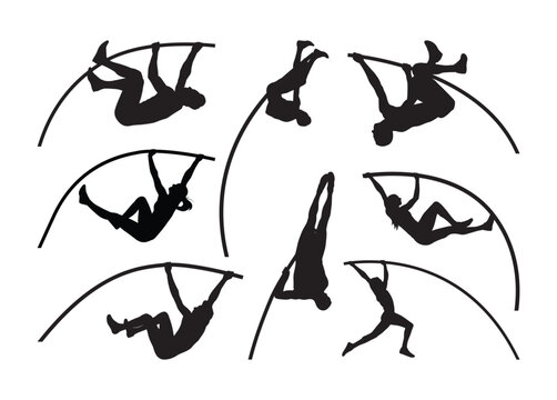 Pole vault vector, Pole vault Clipart, Pole vault silhouette