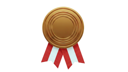 Bronze Medal with Red and White Ribbons