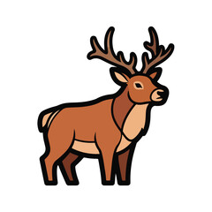 Obraz premium A brown deer with large antlers on a white background