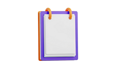 3D Icon of a Spiral Notebook with Blank Pages