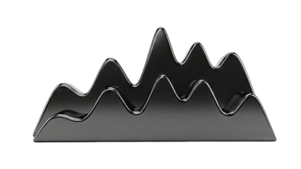 3D Abstract Black Waveform Sculpture