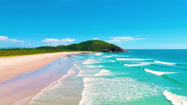 Aerial view of Ilha do Mel, a famous destination on the coast of Paran&aacute;, Brazil, renowned for its natural beauty and pristine beaches.
