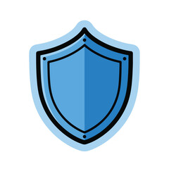 A blue shield icon with a black outline