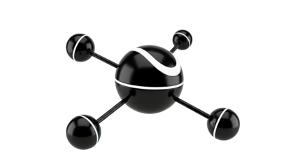 Abstract Black Sphere with Satellite Orbs