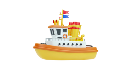 3D Render of a Cartoon Tugboat