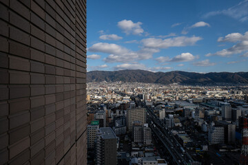 大阪、橋、城市、山、道路、風光、交通、青空、雲