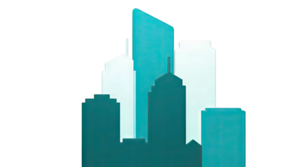 Abstract Teal Skyscraper Silhouettes