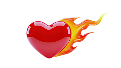 Red heart on fire