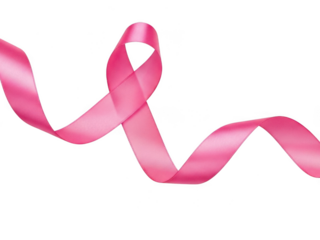Pink awareness ribbon symbol for breast cancer support and hope isolated on transparent background
