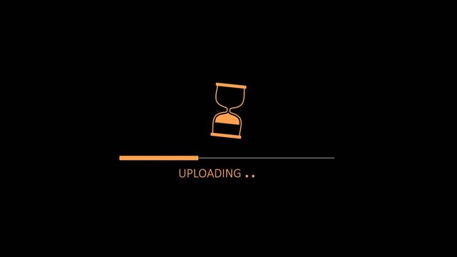 Animation of loading bar with vintage sandglass. Downloading bar or loading screen. Download progress. Digital loading symbol motion graphics. Animation of a progress bar.