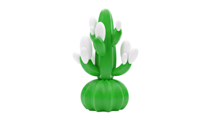 Green and White Cartoon Cactus Sculpture