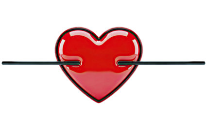 Red Heart Pierced by Black Rod