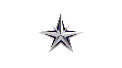Futuristic Silver Star Emblem with Red and Blue Accents