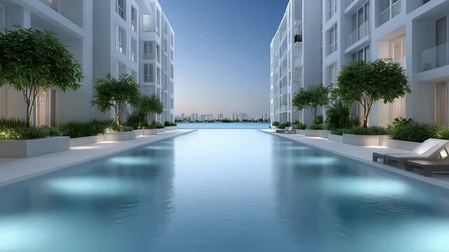 Swimming Pool Landscape Design of Urban Residential Building