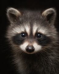 Obraz premium baby raccoon minimal portrait, strong copy space